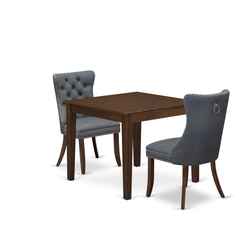 3 Piece Dining Room Set Includes a Square Solid Wood Table and 2 Parson Chairs