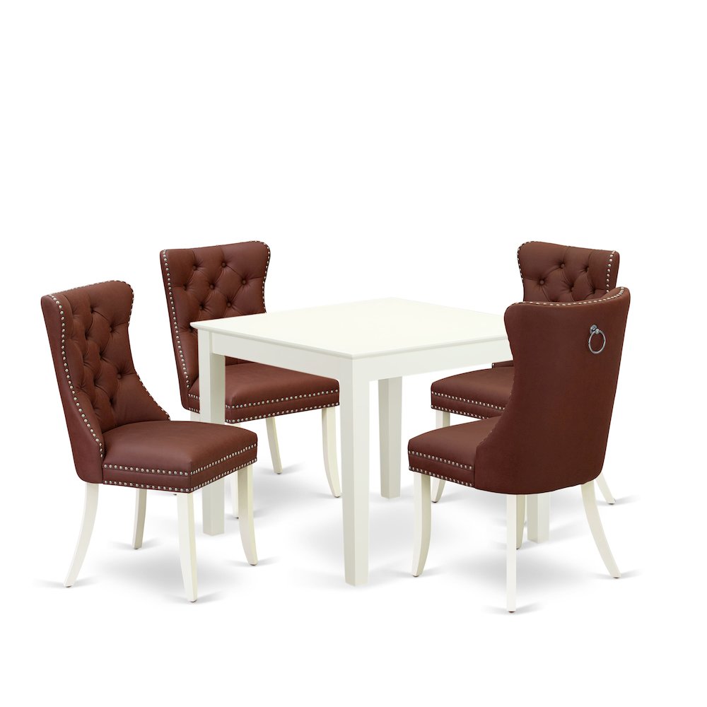 5 Piece Dining Room Furniture Set Consists of a Square Kitchen Dining Table