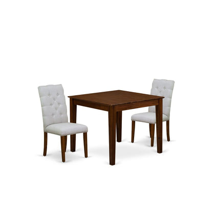 3 Pc Dining Set Contains a Square Dining Table and 2 Upholstered Chairs