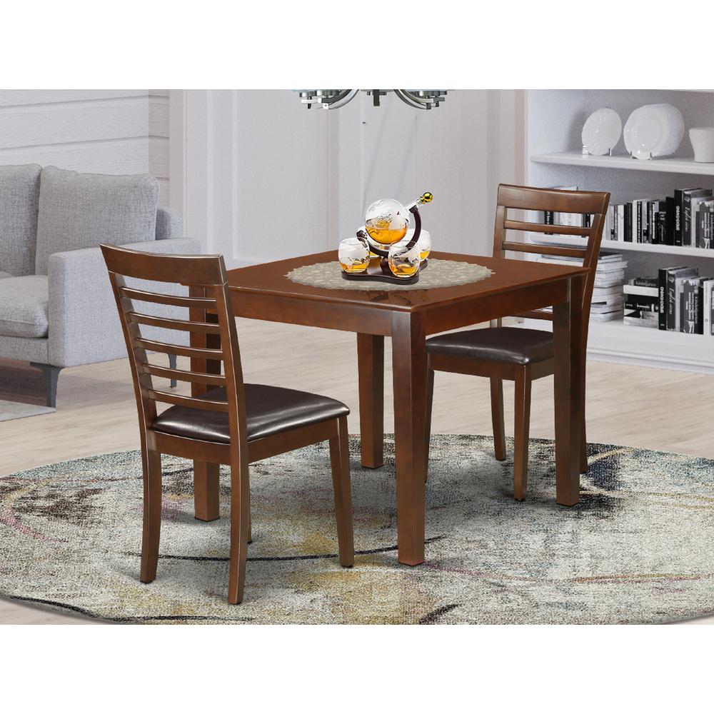 3  Pc  Dinette  Table  set  with  a  Dining  Table  and  2  Dining  Chairs  in  Mahogany