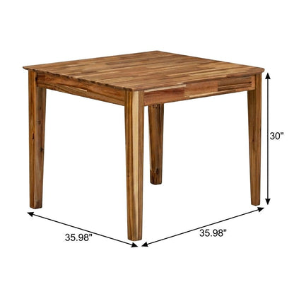 Solid Wood Square Dining Table with 4-Leg Base for Small Spaces, Natural