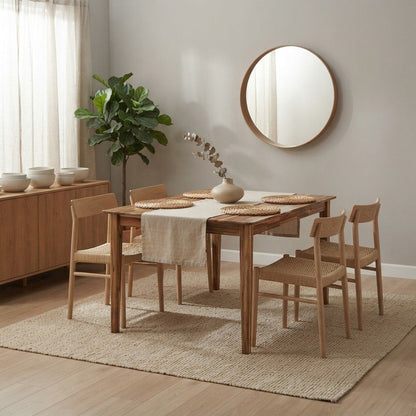 Solid Wood Square Dining Table with 4-Leg Base for Small Spaces, Natural
