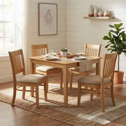 Microfiber Upholstered Solid Wood Kitchen Table and Chairs 5 Piece Set