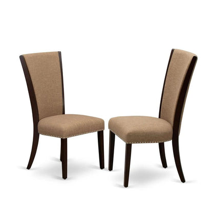 OXVE3-MAH-47 3 Pc Dining Set - 2 Dining Chair with High Back and 1 Square Dining Table - Mahogany Finish