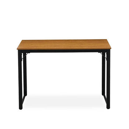 Parmer 3 Pc Kitchen Set - 1 Modern Dining Table and 2 Mid Century Benches in Powder Coating Black Color and Brown Wood Laminate