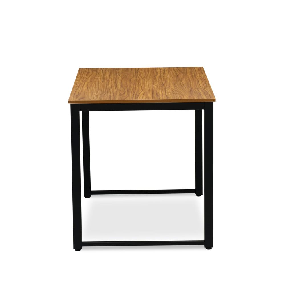 Parmer 3 Pc Kitchen Set - 1 Modern Dining Table and 2 Mid Century Benches in Powder Coating Black Color and Brown Wood Laminate