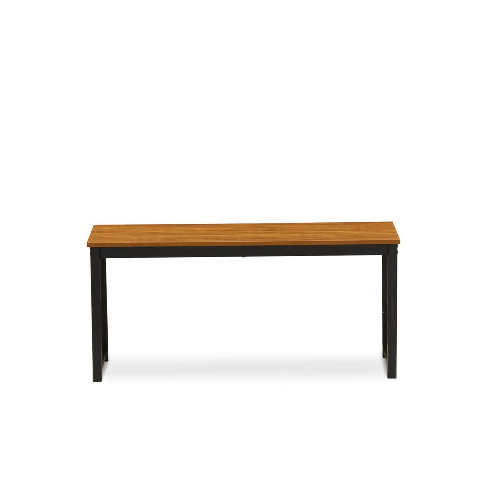 Parmer 3 Pc Kitchen Set - 1 Modern Dining Table and 2 Mid Century Benches in Powder Coating Black Color and Brown Wood Laminate