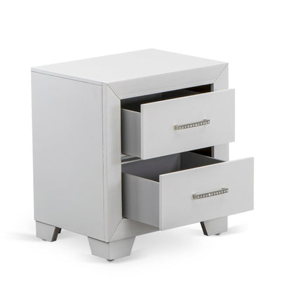 East West Furniture 1-Piece Pandora mid century Wooden Nightstand with 2 Wood Drawers for Bedroom - White Finish