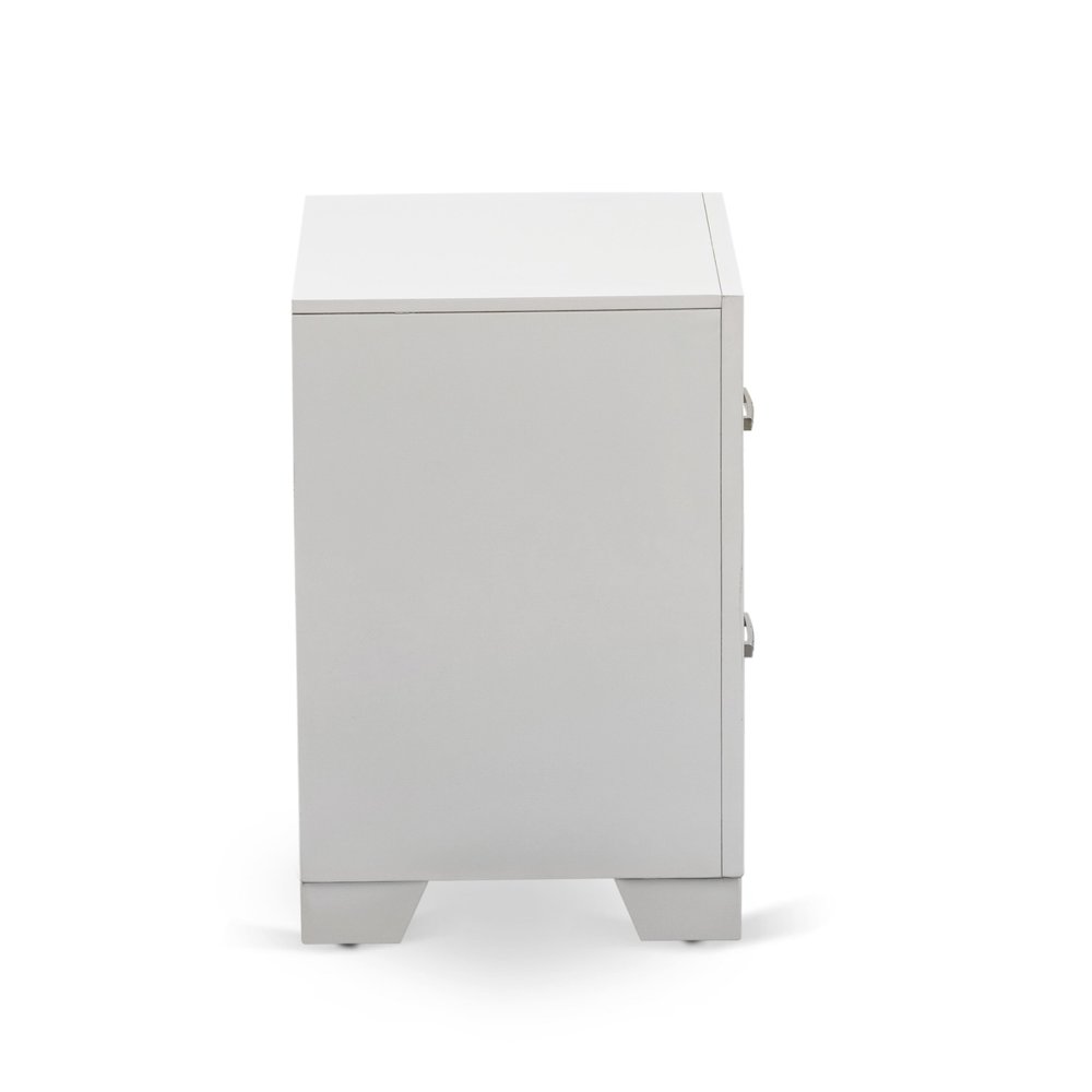 East West Furniture 1-Piece Pandora mid century Wooden Nightstand with 2 Wood Drawers for Bedroom - White Finish