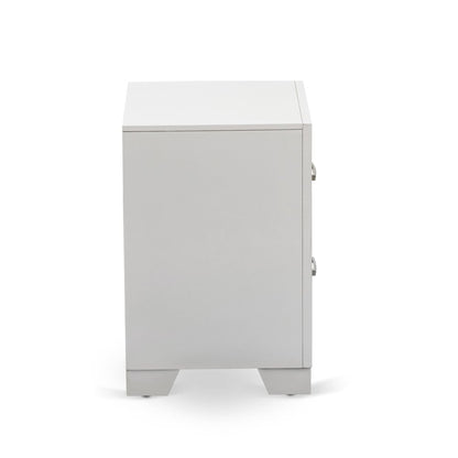 East West Furniture 1-Piece Pandora mid century Wooden Nightstand with 2 Wood Drawers for Bedroom - White Finish