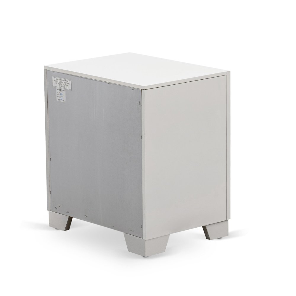 East West Furniture 1-Piece Pandora mid century Wooden Nightstand with 2 Wood Drawers for Bedroom - White Finish