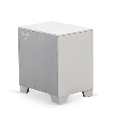East West Furniture 1-Piece Pandora mid century Wooden Nightstand with 2 Wood Drawers for Bedroom - White Finish