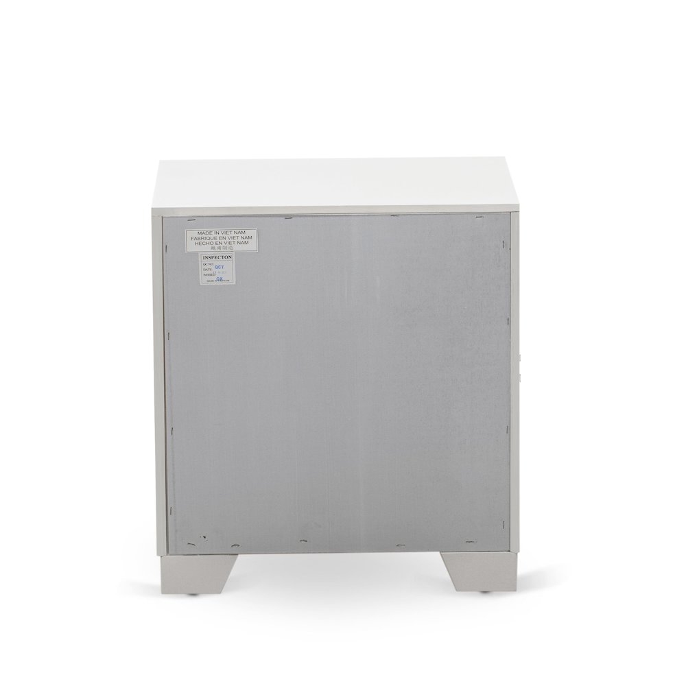 East West Furniture 1-Piece Pandora mid century Wooden Nightstand with 2 Wood Drawers for Bedroom - White Finish
