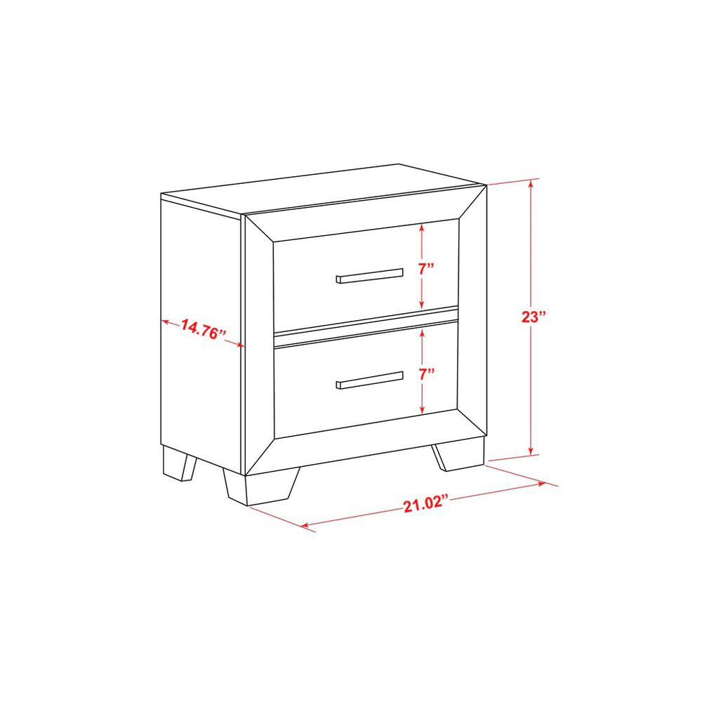 East West Furniture 1-Piece Pandora mid century Wooden Nightstand with 2 Wood Drawers for Bedroom - White Finish