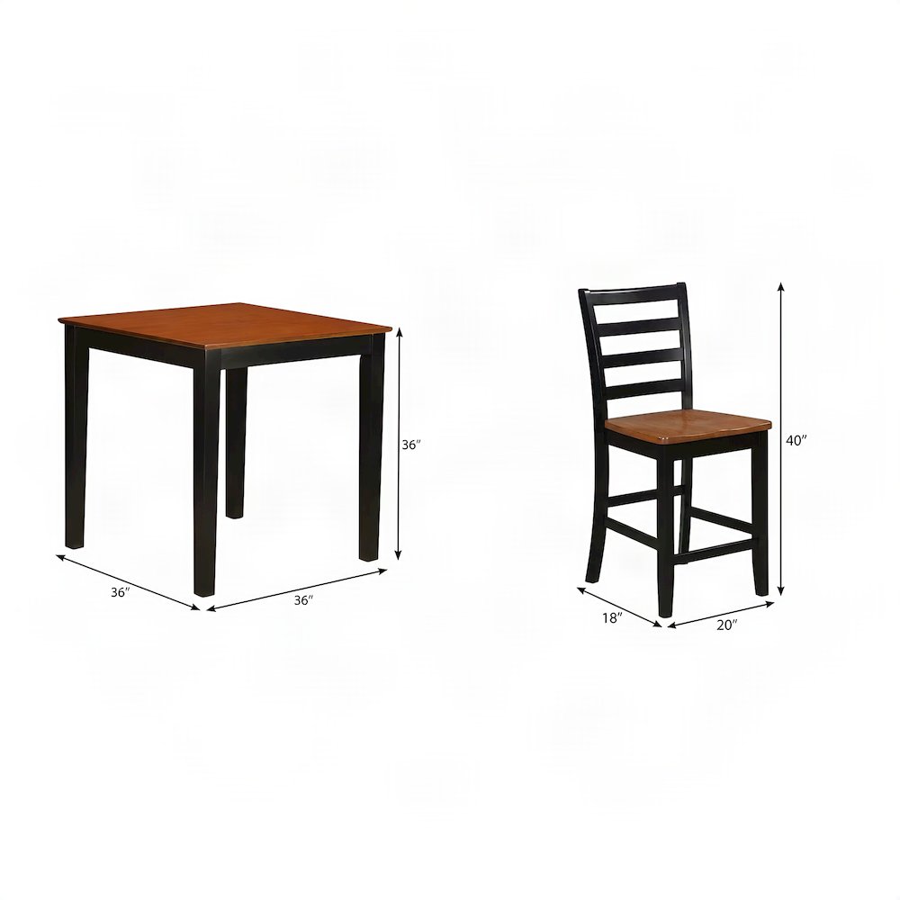Solid Wood Traditional Counter Height Pub Table and Chairs 5 Piece Set
