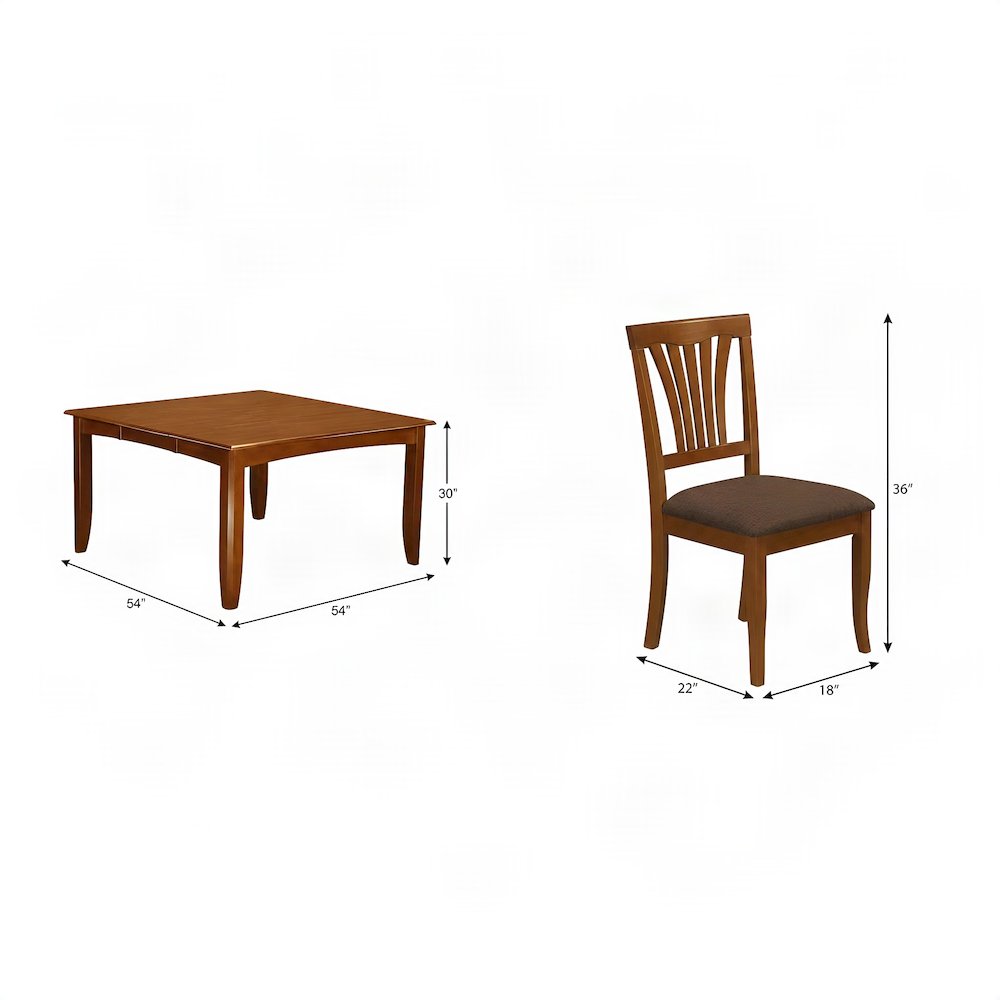 Microfiber Solid Wood Drop Leaf Dining Table with Chairs 9 Piece Set