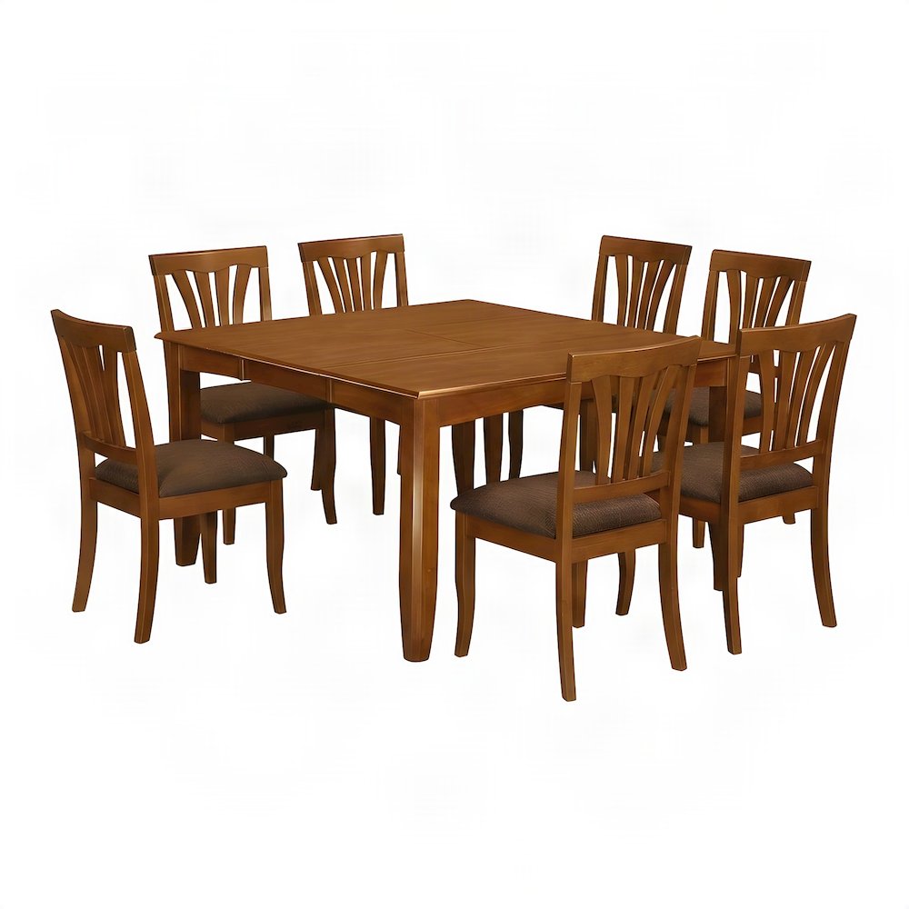 Microfiber Solid Wood Drop Leaf Dining Table with Chairs 9 Piece Set