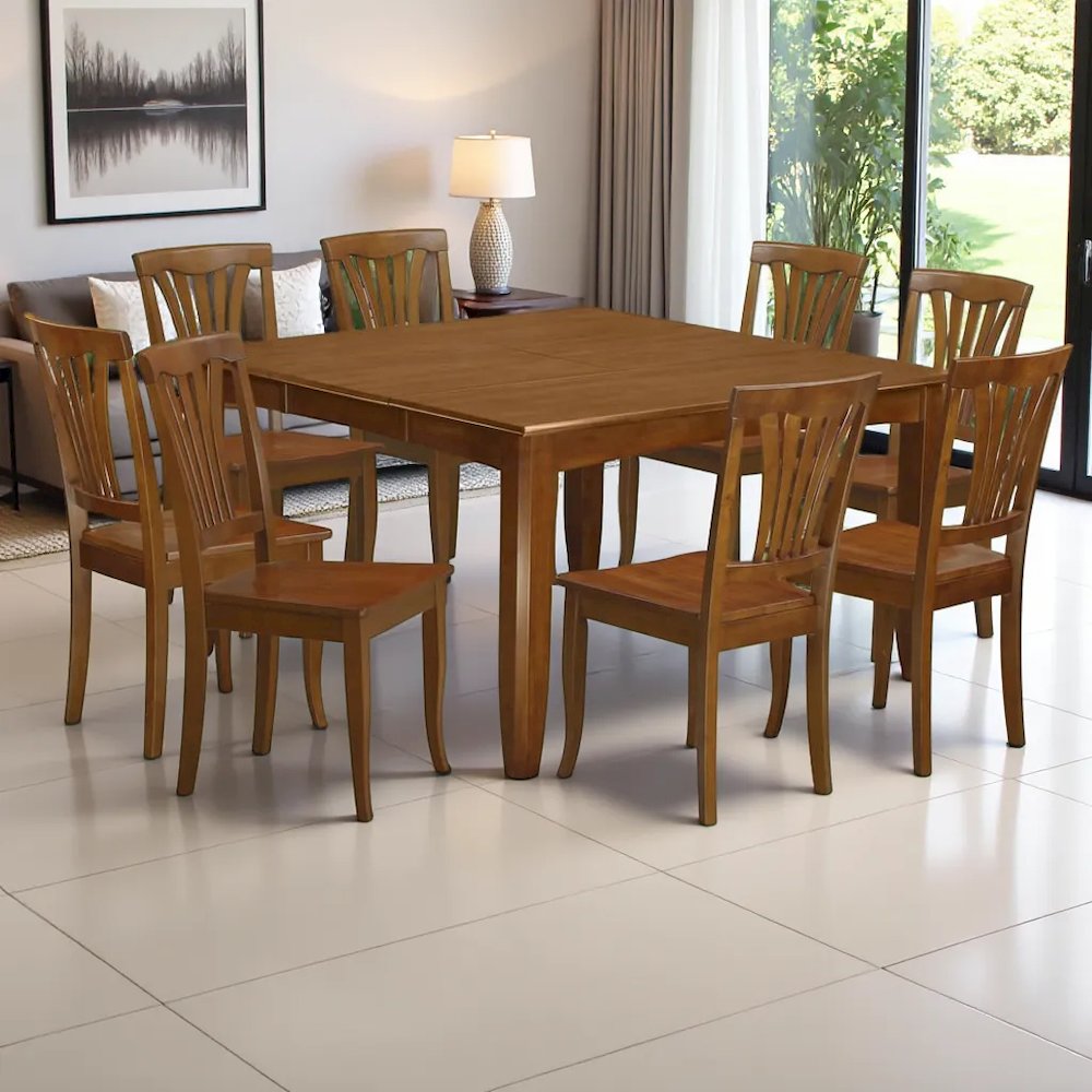Elegant 9-Piece Dining Table Set for 8 Solid Wood Square Table & Chairs