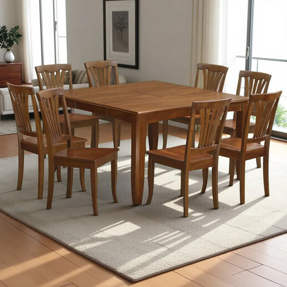 Elegant 9-Piece Dining Table Set for 8 Solid Wood Square Table & Chairs