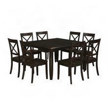 Solid Wood Square Dining Table and X-Back Chairs 9 Piece Set, Cappuccino