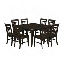 Wood Dining Table with Leaf and Slatted-Back Chairs 9 Piece Set, Cappuccino