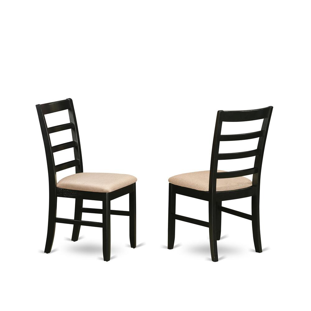 ANPF3-BLK-C Dining furniture set - 3 Pcs with 2 Linen Chairs in Black and Cherry