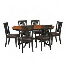 Oval Solid Wood Dining Table Set for 6 with Faux Leather Chairs 7 Piece Set