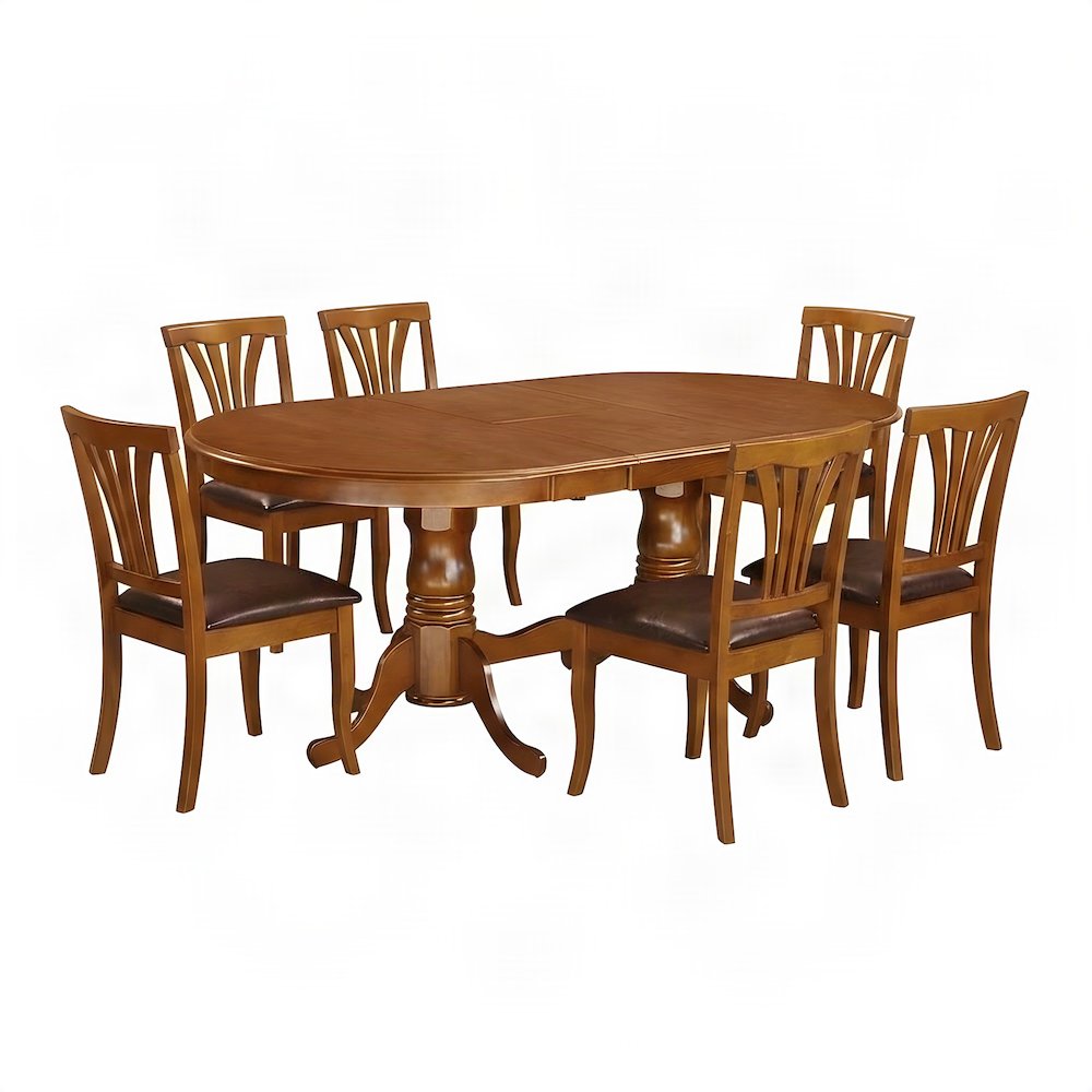 Faux Leather Upholstered Oval Dining Table with 8 Chairs, 9 Piece Set