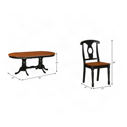 Solid Wood Oval Dining Table Set for 6 with Chairs, 7 Piece Set