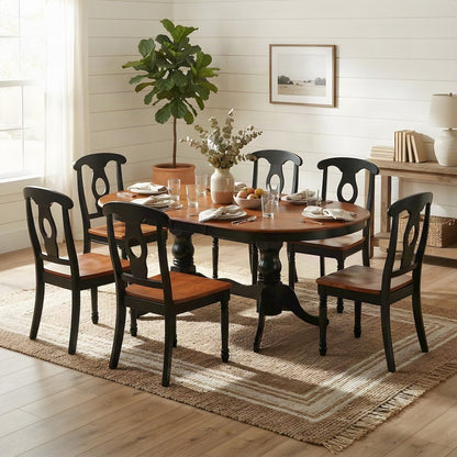 Solid Wood Oval Dining Table Set for 6 with Chairs, 7 Piece Set
