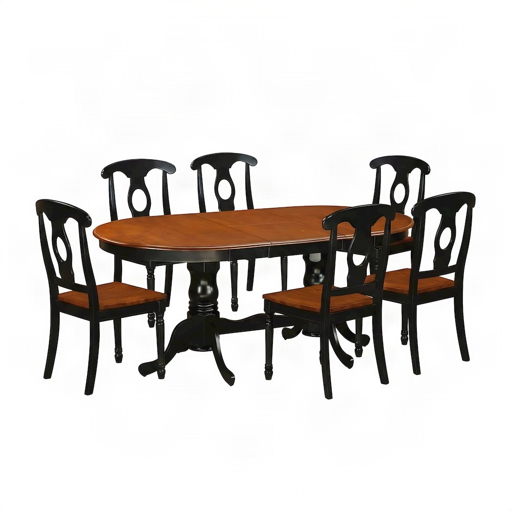 Solid Wood Oval Dining Table Set for 6 with Chairs, 7 Piece Set