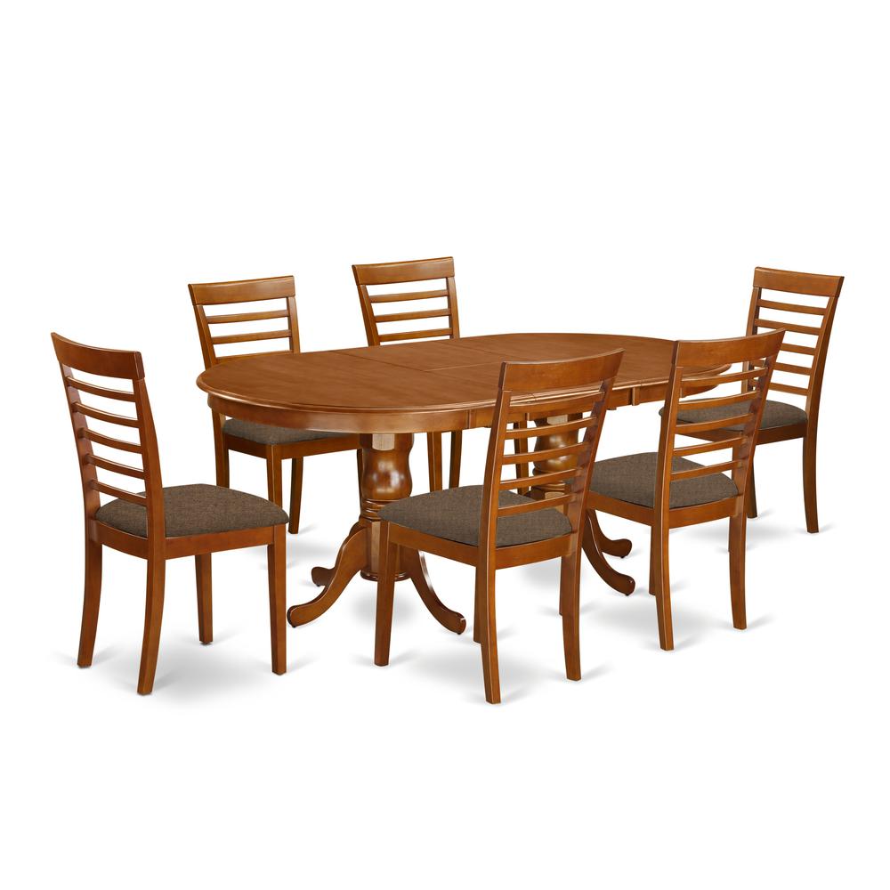 PLML7-SBR-C 7 Pc Dining room set-Dining Table with 6 Kitchen Chairs
