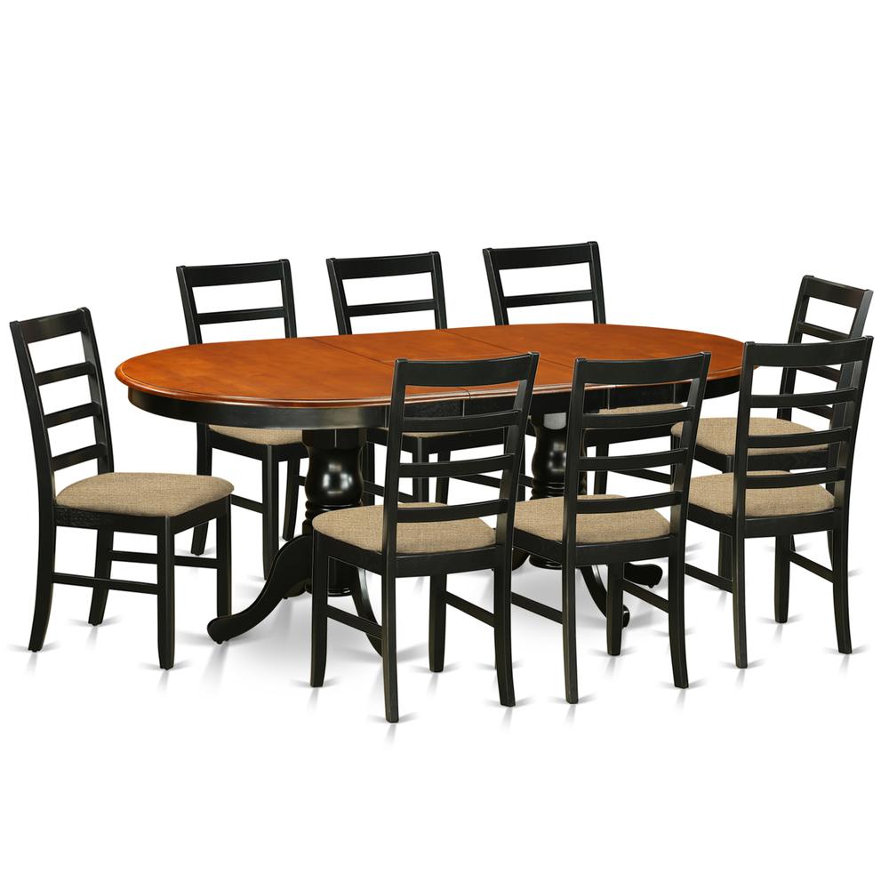 PLPF9-BCH-C 9 PC Dining room set-Dining Table with 8 Wooden Dining Chairs