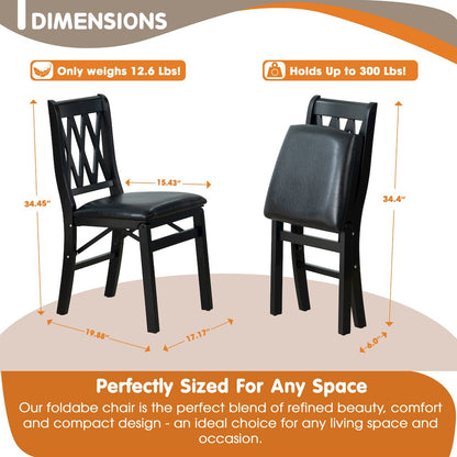 Plano Modern Dinner Chairs with PU Leather Seat, 3-X Back, Set of 2, Black Wood