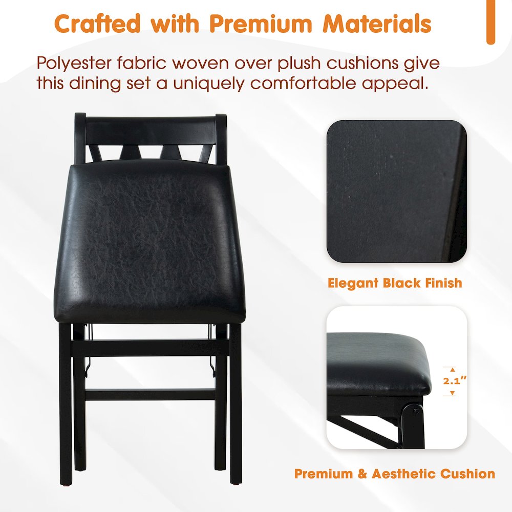 Plano Modern Dinner Chairs with PU Leather Seat, 3-X Back, Set of 2, Black Wood