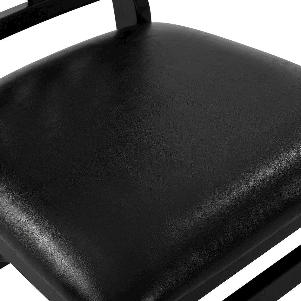 Solid Wood Dining Chairs with PU Leather Seat and 3-X Back, Black, Set of 2