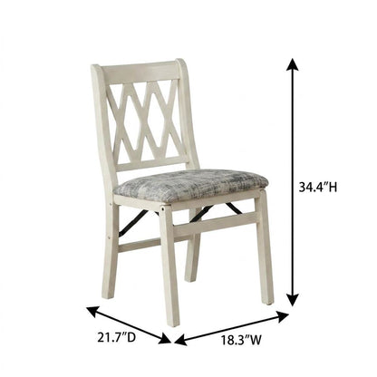 Solid Wood Dining Chairs, Linen White, Set of 2