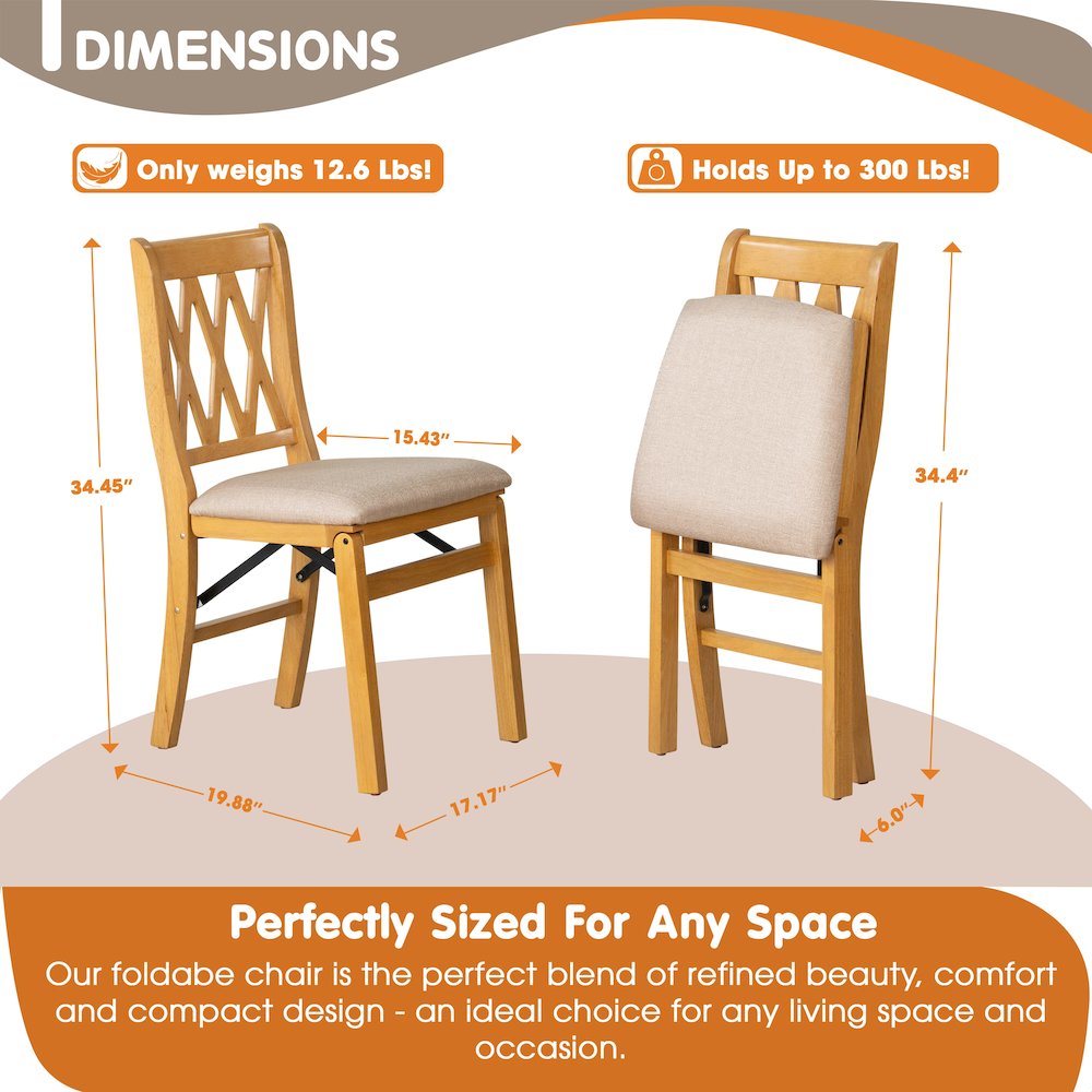 Plano Dining Chairs with PU Leather Seat, 3-X Back, Set of 2, Oak Wood Finish