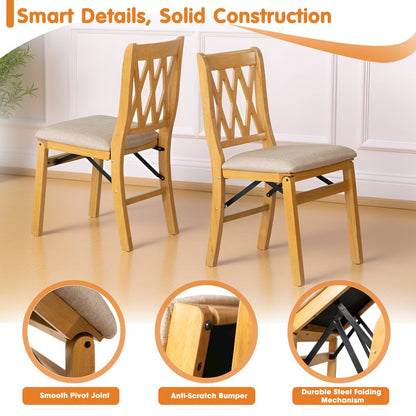 Plano Dining Chairs with PU Leather Seat, 3-X Back, Set of 2, Oak Wood Finish