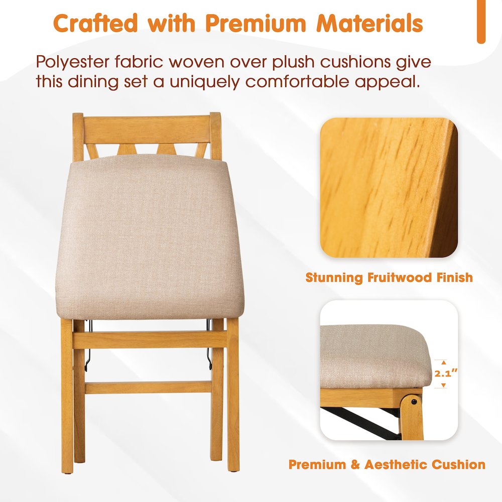 Plano Dining Chairs with PU Leather Seat, 3-X Back, Set of 2, Oak Wood Finish