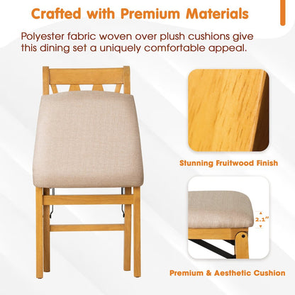 Plano Dining Chairs with PU Leather Seat, 3-X Back, Set of 2, Oak Wood Finish