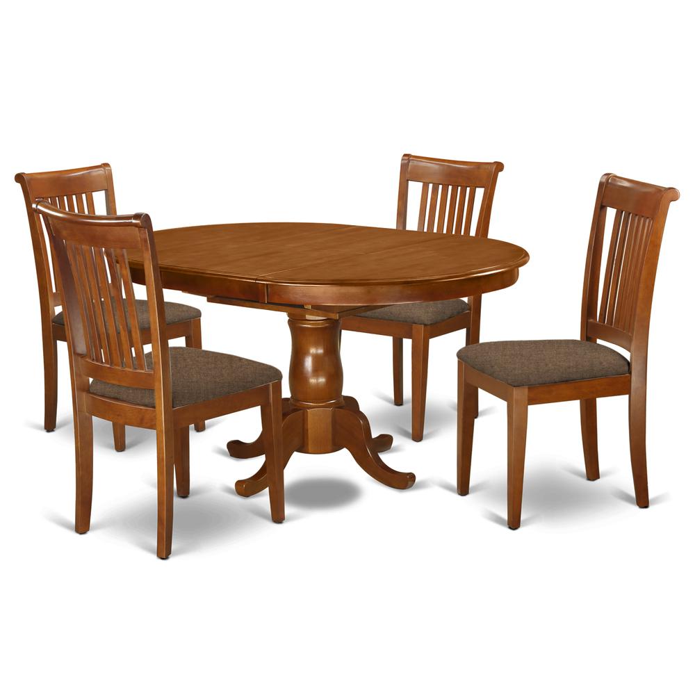 PORT5-SBR-C 5 Pc Dining room set for 4-Oval Dining Table with Leaf and 4 Dining Chairs
