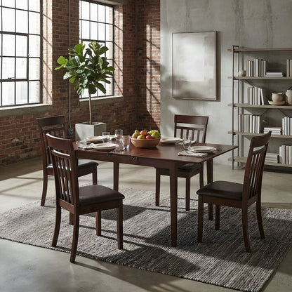 Small Kitchen Dining Table with 4 Faux Leather Chairs 5 Piece Set