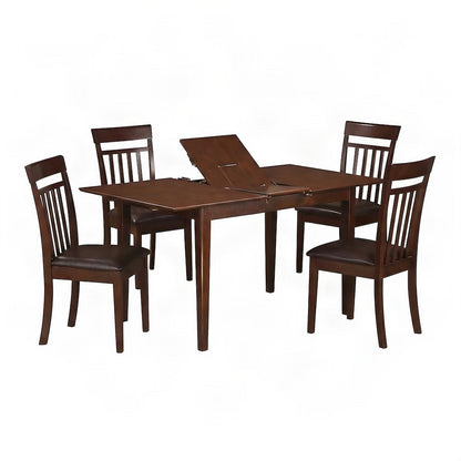 Small Kitchen Dining Table with 4 Faux Leather Chairs 5 Piece Set