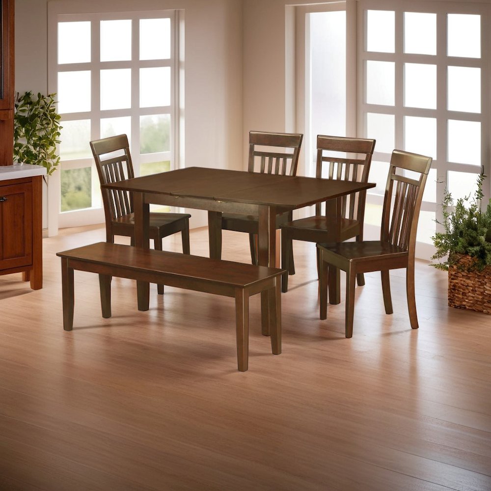 Elegant Dining Table Set for 6 – Wood Kitchen Table with Chairs & Bench