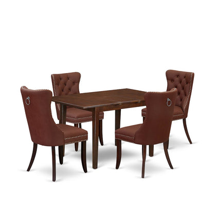 5 Piece Dining Set Consists of a Rectangle Wooden Table with Butterfly Leaf