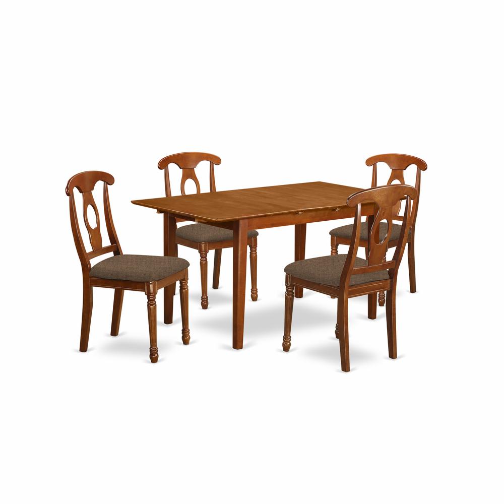 PSNA5-SBR-C 5 PC Kitchen Table set Table with Leaf and 4 Dining Table Chairs