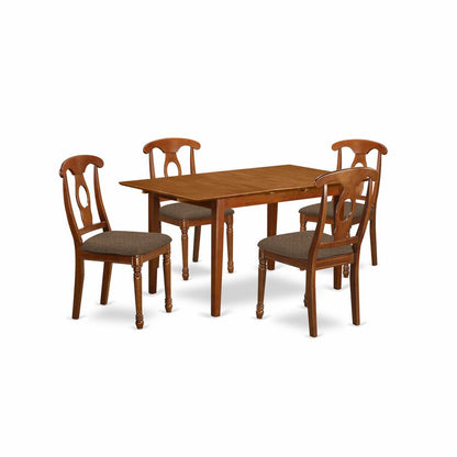 PSNA5-SBR-C 5 PC Kitchen Table set Table with Leaf and 4 Dining Table Chairs