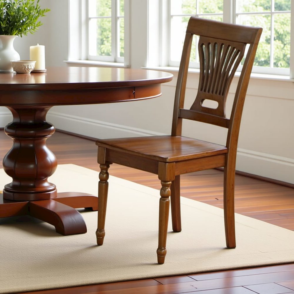 Solid Wood Dining Chairs Set of 2 – Saddle Brown Kitchen Chairs