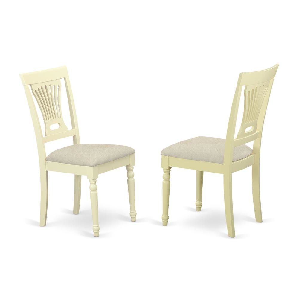 Solid Wood Upholstered Dining Chair with Linen Cushioned Seat, Traditional, Set of 2